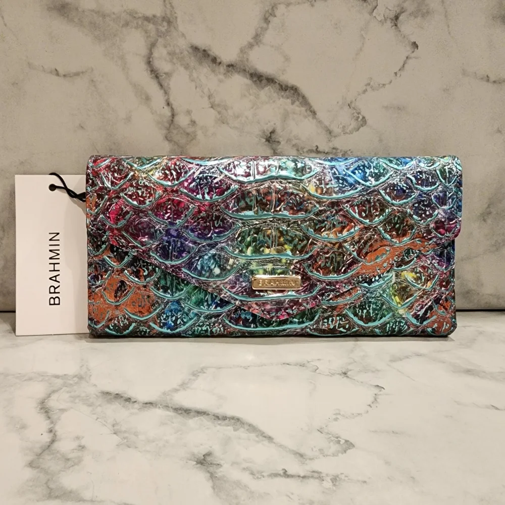 Brahmin Frisky Montego Set Small Ashlee Crossbody Bag Veronica Wallet Iridescent